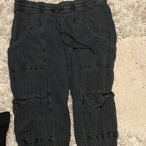 Free People Gray Ribbed Track Pants